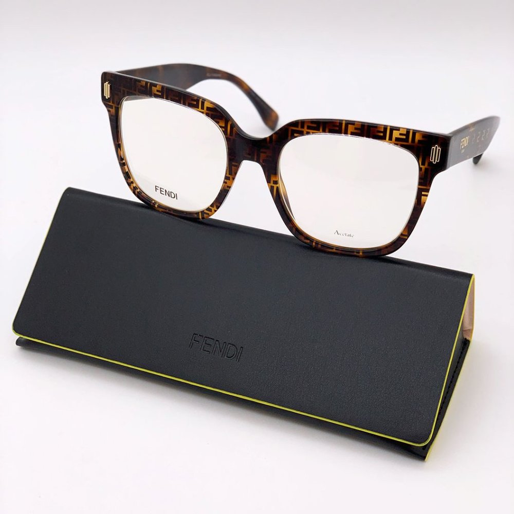 Fendi Women's Tortoiseshell Logo Square Glasses